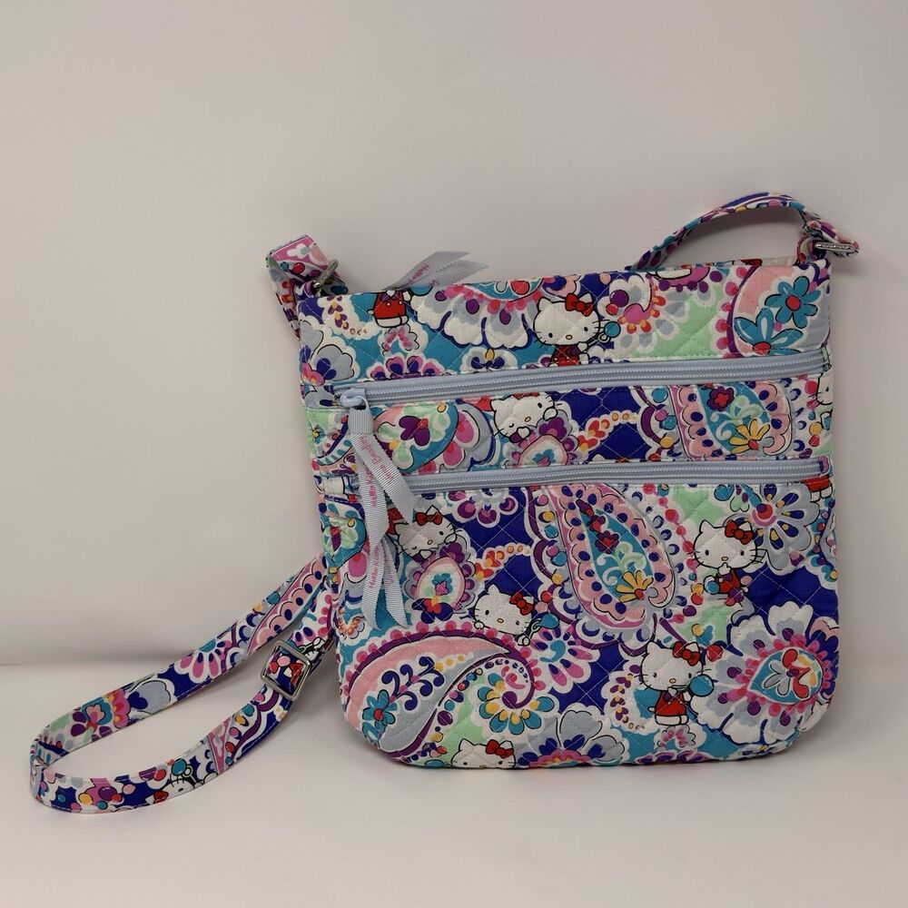 Vera Bradley Hello Kitty Paisley Triple Zip Hipster Crossbody Bag NWOT - Picture 5 of 16